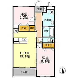 グランエクシード 2LDKの間取図画像