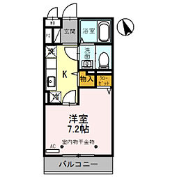 Coco上米島 1Kの間取図画像