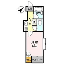 シエルエトワーレ 1Kの間取図画像