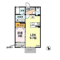 フェリックス・D 1LDKの間取図画像