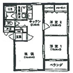 グランプラス南星A棟 2LDKの間取図画像