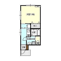 アバンティ鐘紡町A 1Kの間取図画像