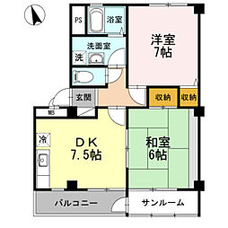 ヴィベールJ 2DKの間取図画像