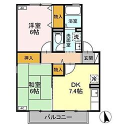 ハイツ・ロビンA 2DKの間取図画像