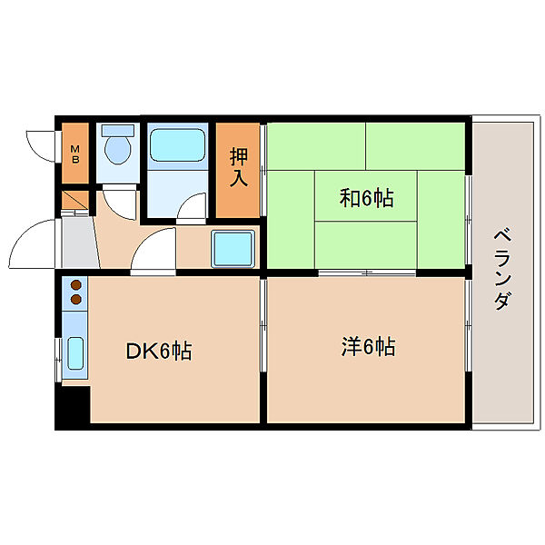 奈良県奈良市北之庄町(賃貸マンション2DK・5階・39.24㎡)の写真 その2