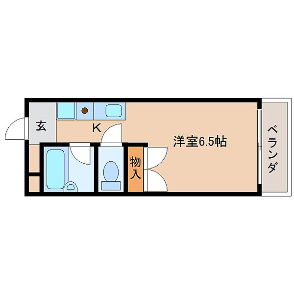 カレッジハウス 207｜奈良県奈良市北川端町(賃貸マンション1R・2階・22.91㎡)の写真 その2