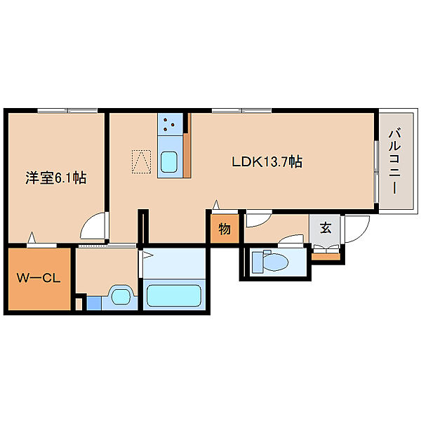 エアフォルク ｜奈良県奈良市中山町(賃貸アパート1LDK・1階・48.23㎡)の写真 その2