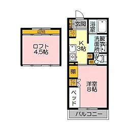 YNT第2マンション 1Kの間取図画像