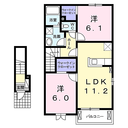 メゾンドグレイスII 206｜鳥取県米子市富益町(賃貸アパート2LDK・2階・57.64㎡)の写真 その2