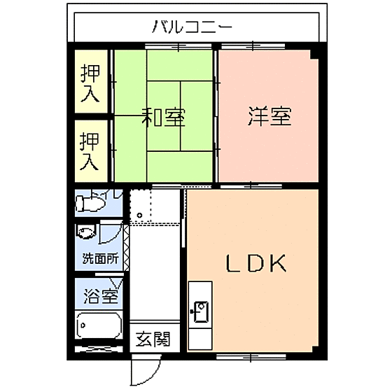 コーポ・幸 201｜鳥取県米子市車尾5丁目(賃貸アパート2LDK・2階・53.30㎡)の写真 その2