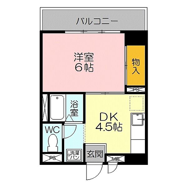 リバーコート 6-E｜鳥取県米子市東町(賃貸マンション1DK・6階・29.40㎡)の写真 その2