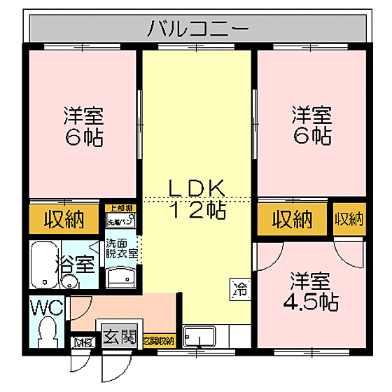 レックハウス　ライラック 205｜鳥取県米子市皆生新田2丁目(賃貸アパート3LDK・2階・59.62㎡)の写真 その2