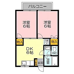 ニューレックアピオン2 2DKの間取図画像