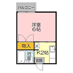 カーサ田中 1Kの間取図画像