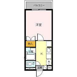 スカイタウンコーストIII 3階1Kの間取り