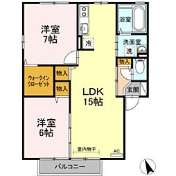 ラ・ピオーネ 2LDKの間取図画像