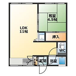 コーポおき 1LDKの間取図画像