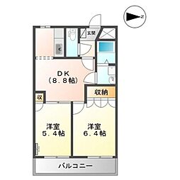 エレガントモレノ 2DKの間取図画像