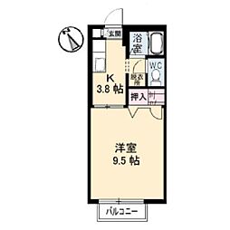クリスタル 1Kの間取図画像