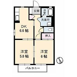 フォレストハイツ 2DKの間取図画像