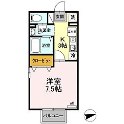 BEST-ONE 1Kの間取図画像