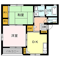 カルムFB 2DKの間取図画像