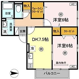 フレールM 2DKの間取図画像