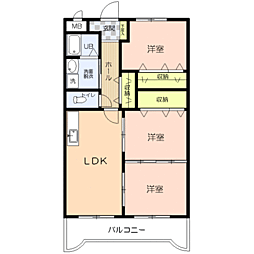 スカイマンションC 3LDKの間取図画像