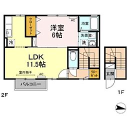 ファインシークB 1LDKの間取図画像