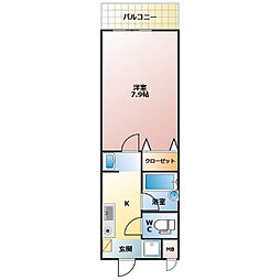 三記マンション弐号館 1Kの間取図画像