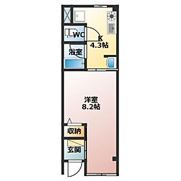 三記マンション灘 1Kの間取図画像