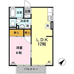 サンクレセントK 1LDKの間取図画像
