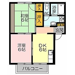 ハイツアンジュール 2DKの間取図画像
