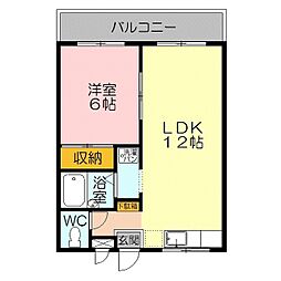 ボヌール井上 1LDKの間取図画像