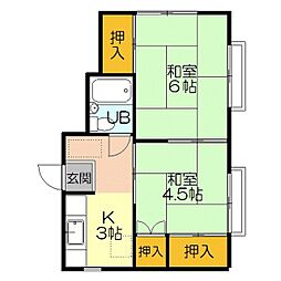 錦コーポ 2Kの間取図画像