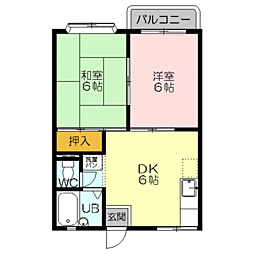 ミドリハイツ 2DKの間取図画像