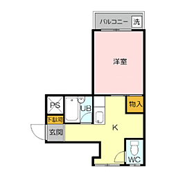 ポレールK・B 1DKの間取図画像