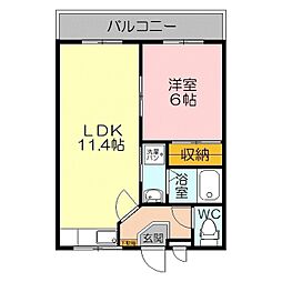 サンパティーク山中 1LDKの間取図画像
