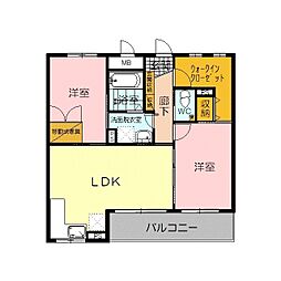 サザンウインド 2LDKの間取図画像