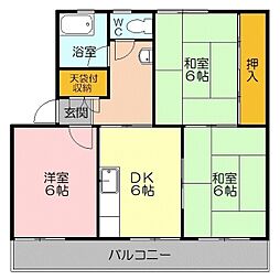 丸高マンション 3DKの間取図画像