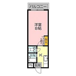 Brise皆生新田 1Kの間取図画像