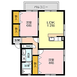テンダーグリーンA 2LDKの間取図画像