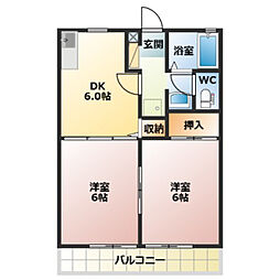 アルカディア 2DKの間取図画像