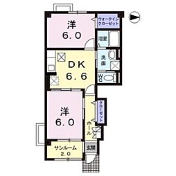 M.Yマーブルハウス2 2DKの間取図画像