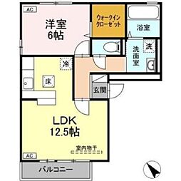 リビングタウン両三柳B 1LDKの間取図画像