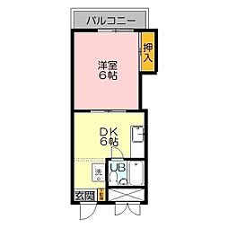 沢屋コーポB 1DKの間取図画像