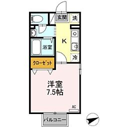 セピアコート 1Kの間取図画像