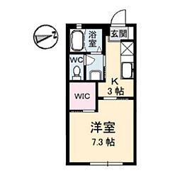 グリーンビューB 1Kの間取図画像