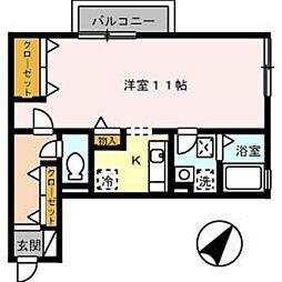 エクセレンスタイムA 1Kの間取図画像