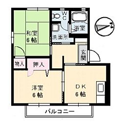 ムーンライトだいせんA 2DKの間取図画像